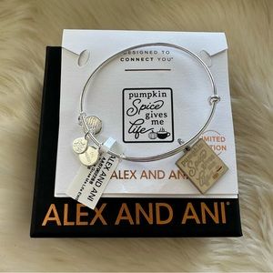 NWT Alex and Ani 'Pumpkin Spice Gives Me Life' Charm Bangle Bracelet